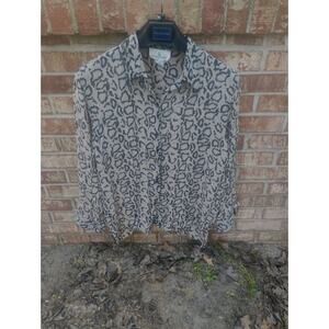 Vintage 100% Silk Leopard Snake Animal Print Button Down Shirt Luxe Biker Chick